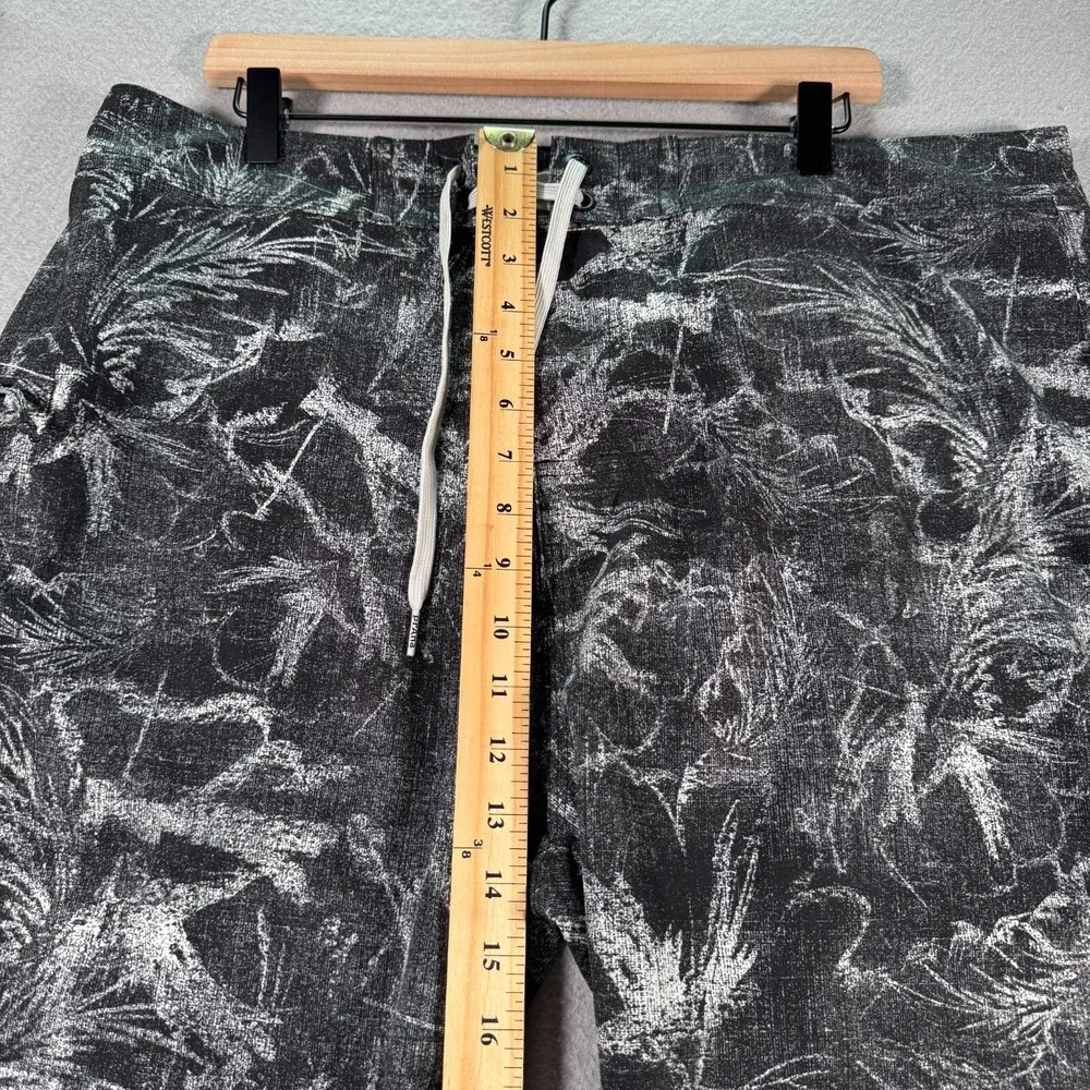 Prana Fenton Board Short Mens‎ 38 Black Swim Trunks Drawstring Tie Waist UPF 50+